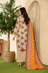 Lime Light Coffee – Digital Printed Chamki Lawn Shirt with Dupatta & Trouser (U2506)